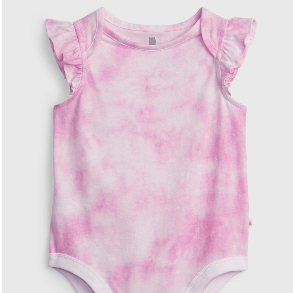 BABY GAP, 100% ORGANIC COTTON PINK TIE DYE BODYSUIT & SHORTS SET, 0-3M